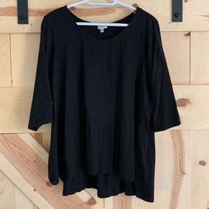 Avenue 3/4 Sleeve Black Top Size 22/24